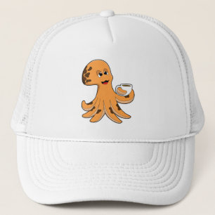 Octopus med Kopp i kaffe Keps