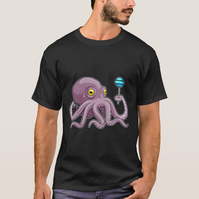 Octopus med Lollipop T Shirt (Framsida)