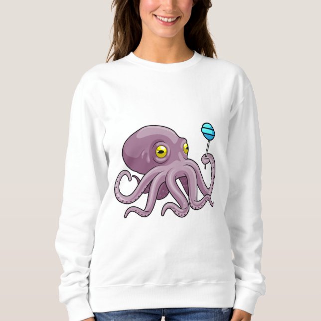 Octopus med Lollipop T Shirt (Framsida)