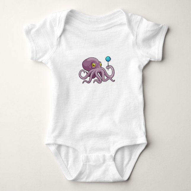 Octopus med Lollipop T Shirt (Framsida)