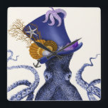Octopus med Nautical Hat Fyrkantig Klocka<br><div class="desc">Octopus Nautical Hat vid Fab Funky. Har en finare-bläcktopus med en roligt,  nautisk tematerad tophat som läggs till med sjöliv.|191004D</div>