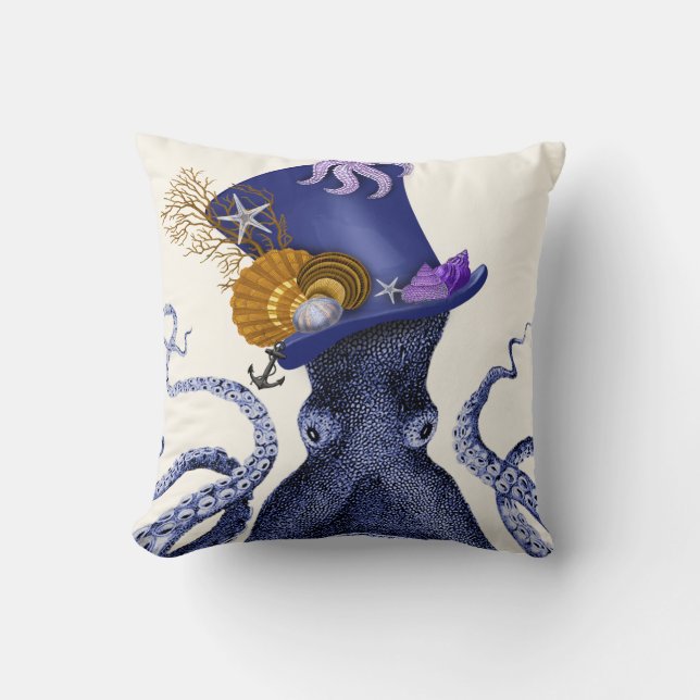 Octopus med Nautical Hat Kudde (Framsida)