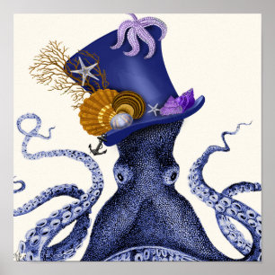 Octopus med Nautical Hat Poster