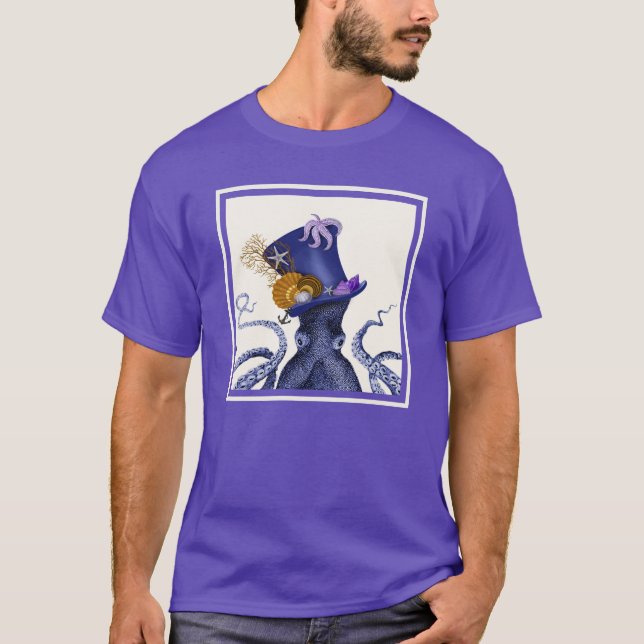 Octopus med Nautical Hat T Shirt (Framsida)