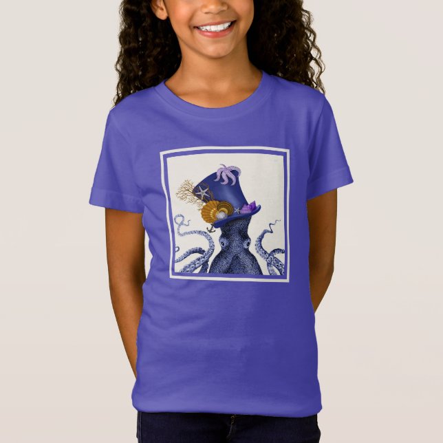 Octopus med Nautical Hat T Shirt (Framsida)