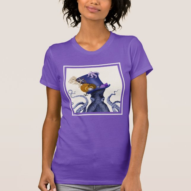Octopus med Nautical Hat T Shirt (Framsida)