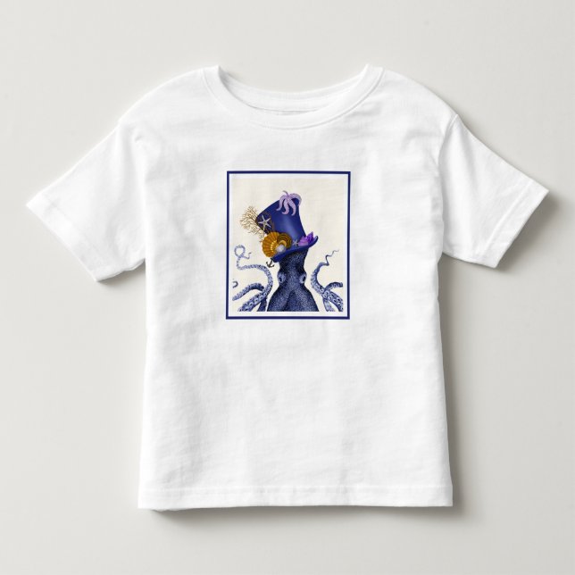 Octopus med Nautical Hat T Shirt (Framsida)