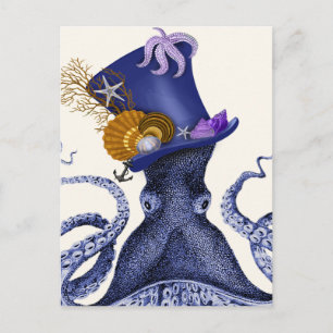 Octopus med Nautical Hat Vykort