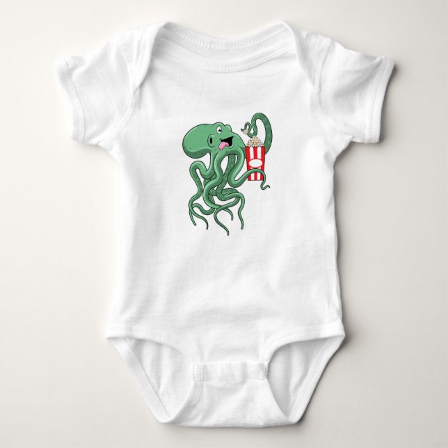 Octopus med Popcorn T Shirt (Framsida)