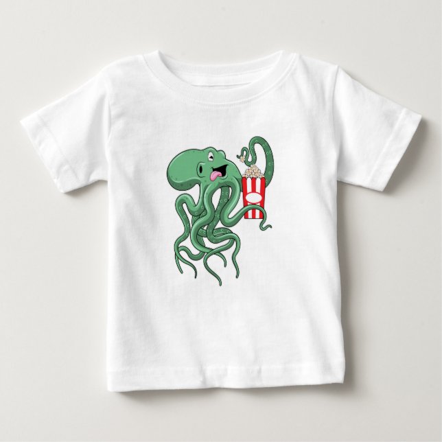 Octopus med Popcorn T Shirt (Framsida)