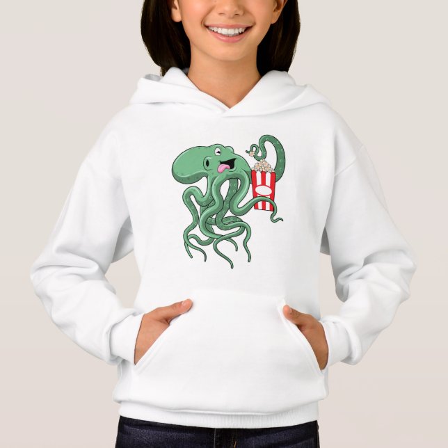 Octopus med Popcorn T Shirt (Framsida)