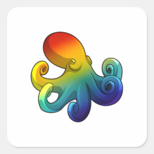 Octopus med regnbåge fyrkantigt klistermärke