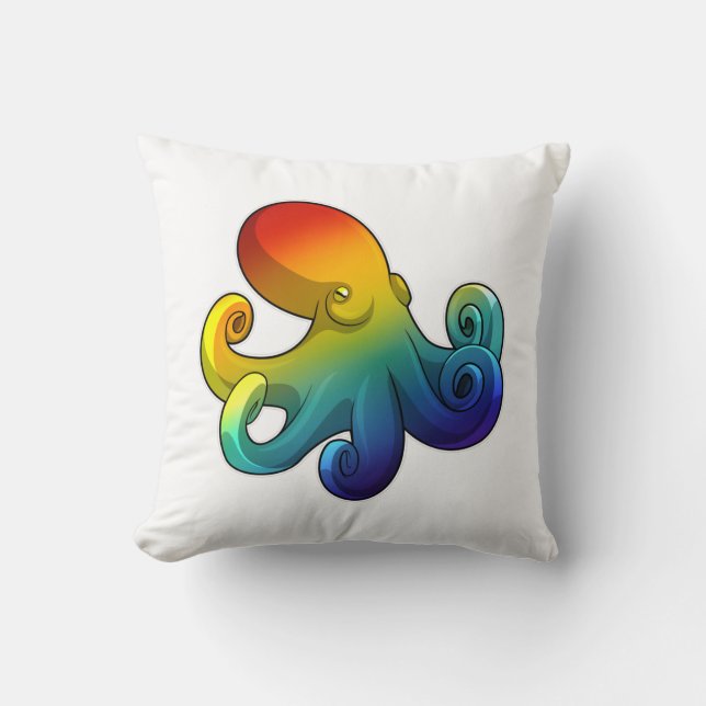 Octopus med regnbåge kudde (Framsida)