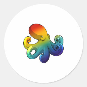 Octopus med regnbåge runt klistermärke