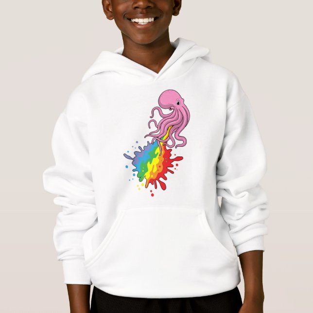 Octopus med regnbåge t shirt (Framsida)