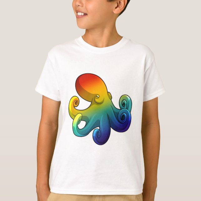 Octopus med regnbåge t shirt (Framsida)