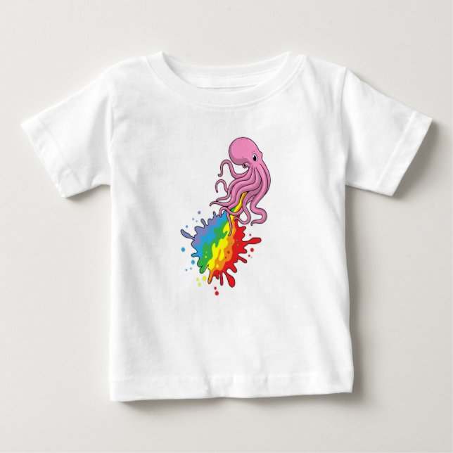 Octopus med regnbåge t shirt (Framsida)