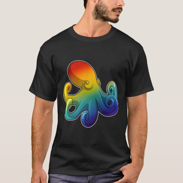 Octopus med regnbåge t shirt (Framsida)