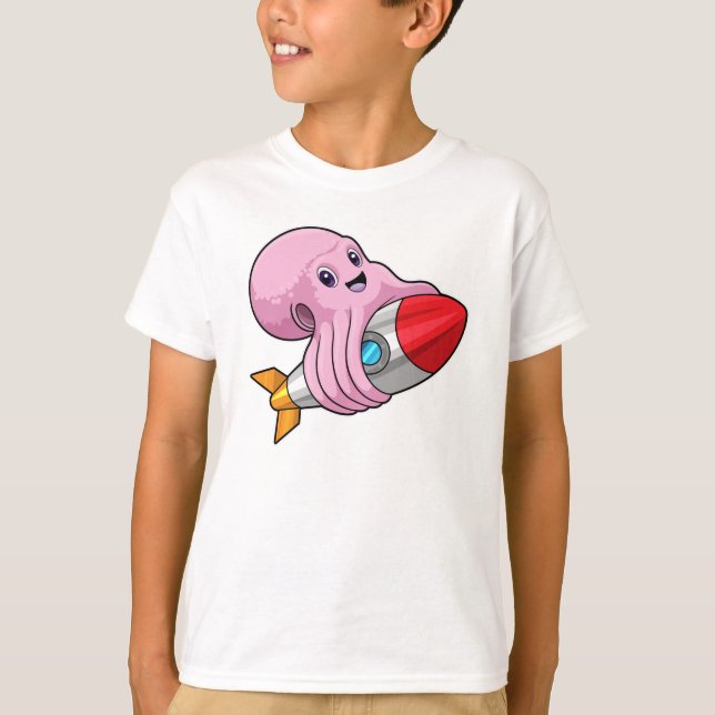 Octopus med Rocket T Shirt (Framsida)