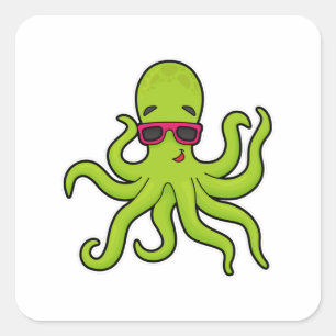 Octopus med solglasögon fyrkantigt klistermärke
