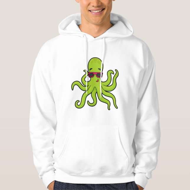 Octopus med solglasögon hoodie (Framsida)