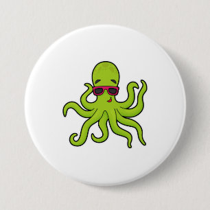 Octopus med solglasögon knapp