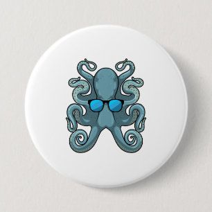 Octopus med solglasögon knapp