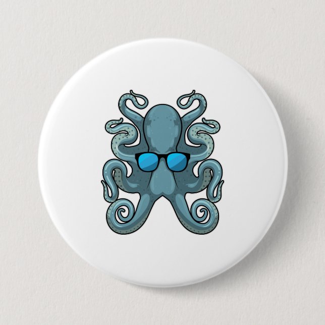 Octopus med solglasögon knapp (Framsida)
