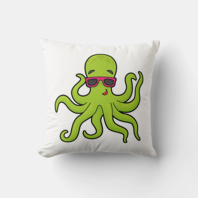 Octopus med solglasögon kudde (Framsida)