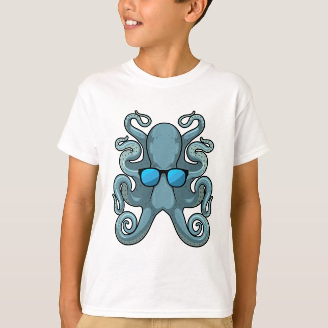 Octopus med solglasögon t shirt (Framsida)