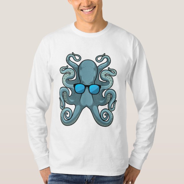 Octopus med solglasögon t shirt (Framsida)