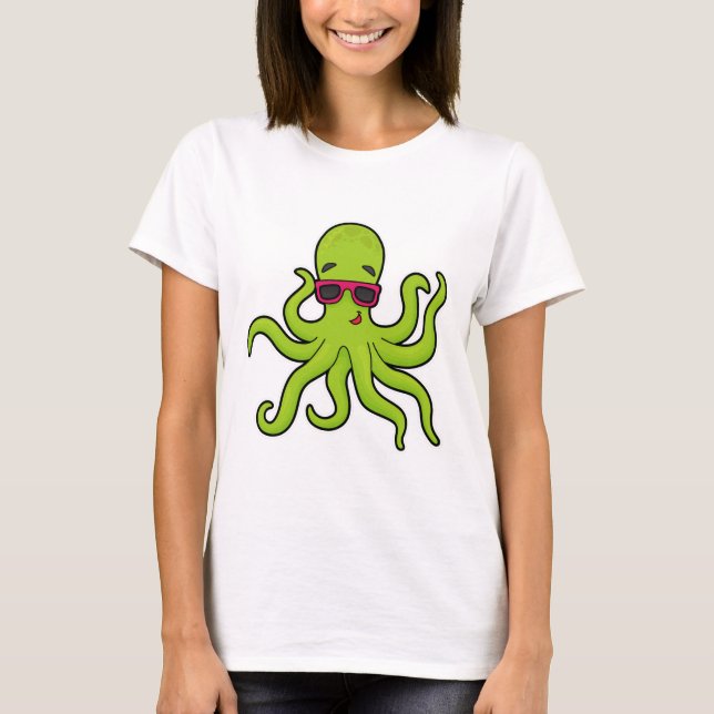 Octopus med solglasögon t shirt (Framsida)