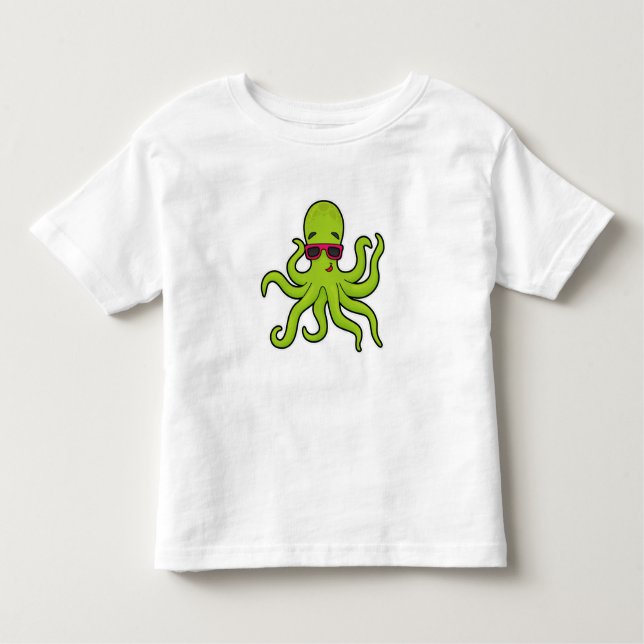 Octopus med solglasögon t shirt (Framsida)