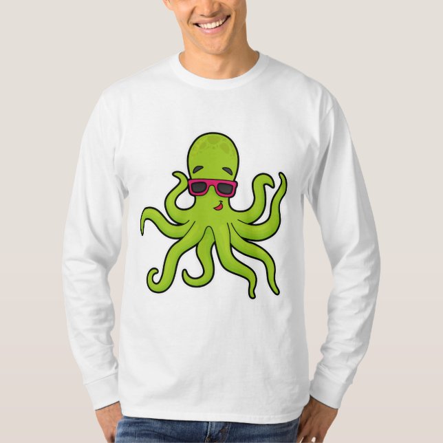 Octopus med solglasögon t shirt (Framsida)