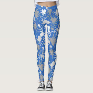 Octopus Mönster.b LBlue BG Leggings