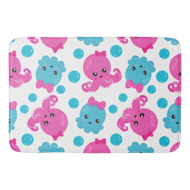 Octopus Mönster, Cute Octopus, Sea Animals Badrumsmatta (Framsidan)