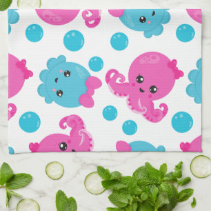 Octopus Mönster, Cute Octopus, Sea Animals Kökshandduk