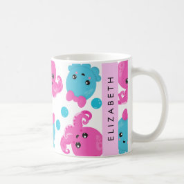 Octopus Mönster, Cute Octopus, Sea, Ditt namn Kaffemugg