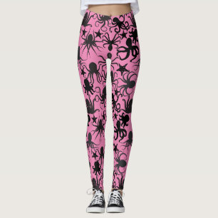 Octopus Mönster.w Rosa BG Leggings