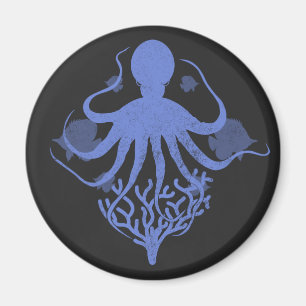 Octopus (mörkens bakgrund) magnet