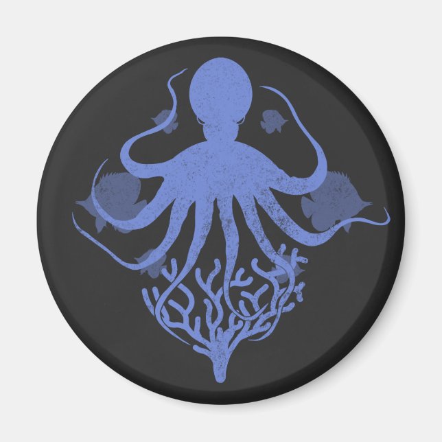 Octopus (mörkens bakgrund) magnet (Framsidan)