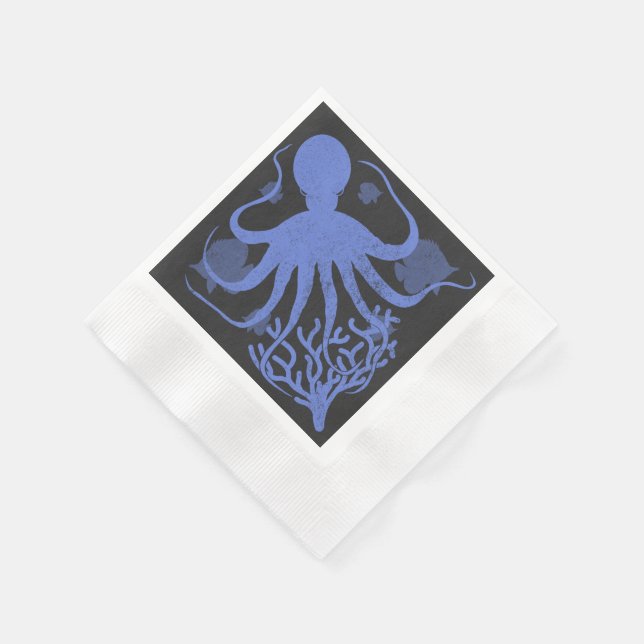 Octopus (mörkens bakgrund) pappersservett (Hörn)