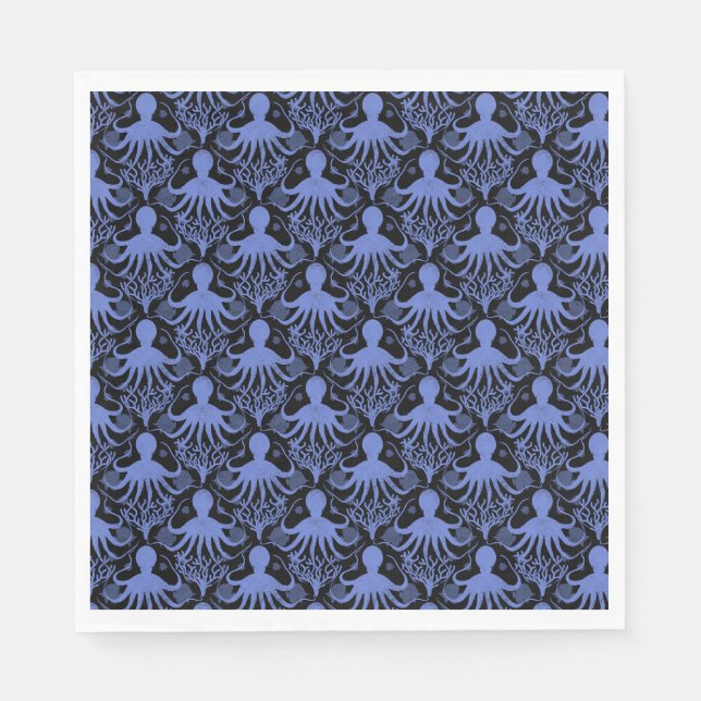 Octopus (mörkens bakgrund) pappersservett (Framsidan)