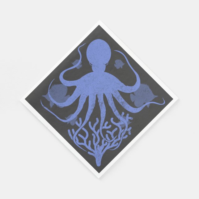 Octopus (mörkens bakgrund) pappersservett (Hörn)