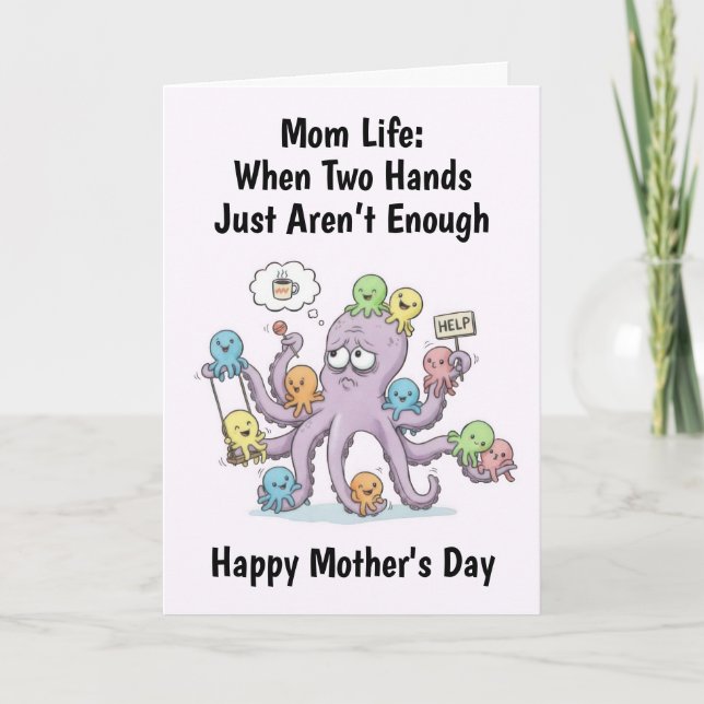 Octopus Mother's Day Card Kort (Framsida)