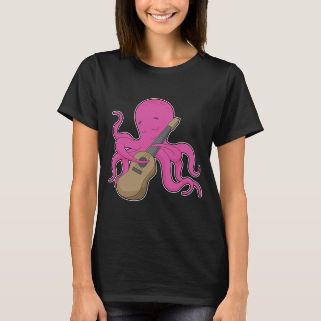 Octopus Musician Guitar Music T Shirt (Framsida)