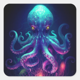 Octopus Mythical Nautical under Sea Creates Fyrkantigt Klistermärke