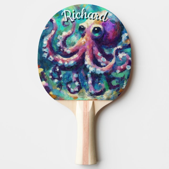 Octopus Nautical Beach Coastal Personlig Pingisracket (Framsidan)