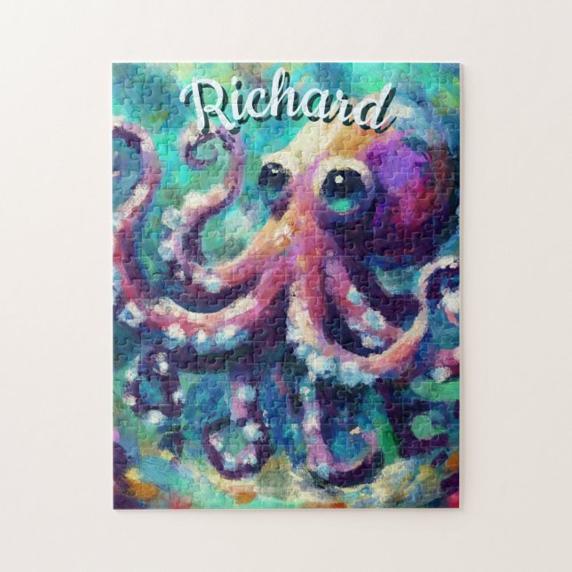 Octopus Nautical Beach Coastal Personlig Pussel (Vertikal)