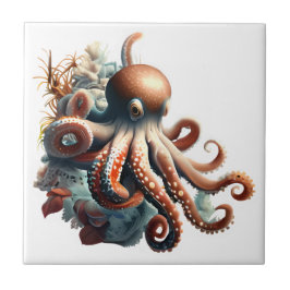 Octopus nautiska marina sjölevande varelser chic kakelplatta